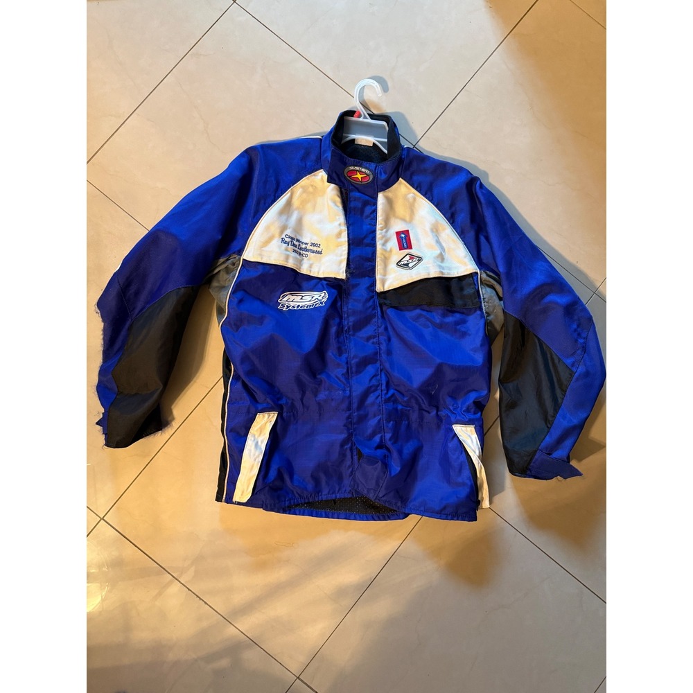 MSR System X Motocross Racing Jacket Mens Large Blue White 2002 Class Winner Vtg
